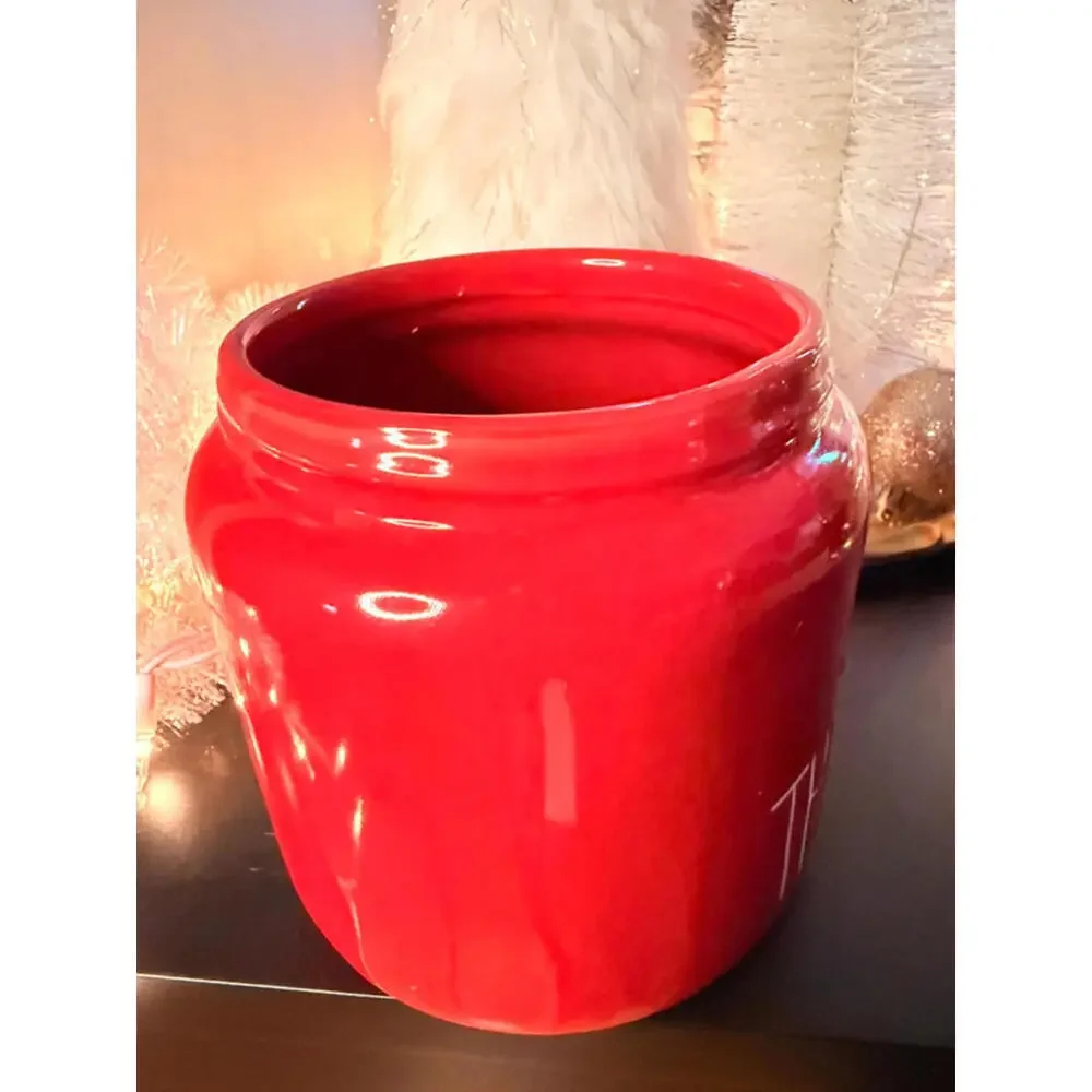 Rae Dunn Deck the Paws Red Christmas Pet Treat Jar Canister New